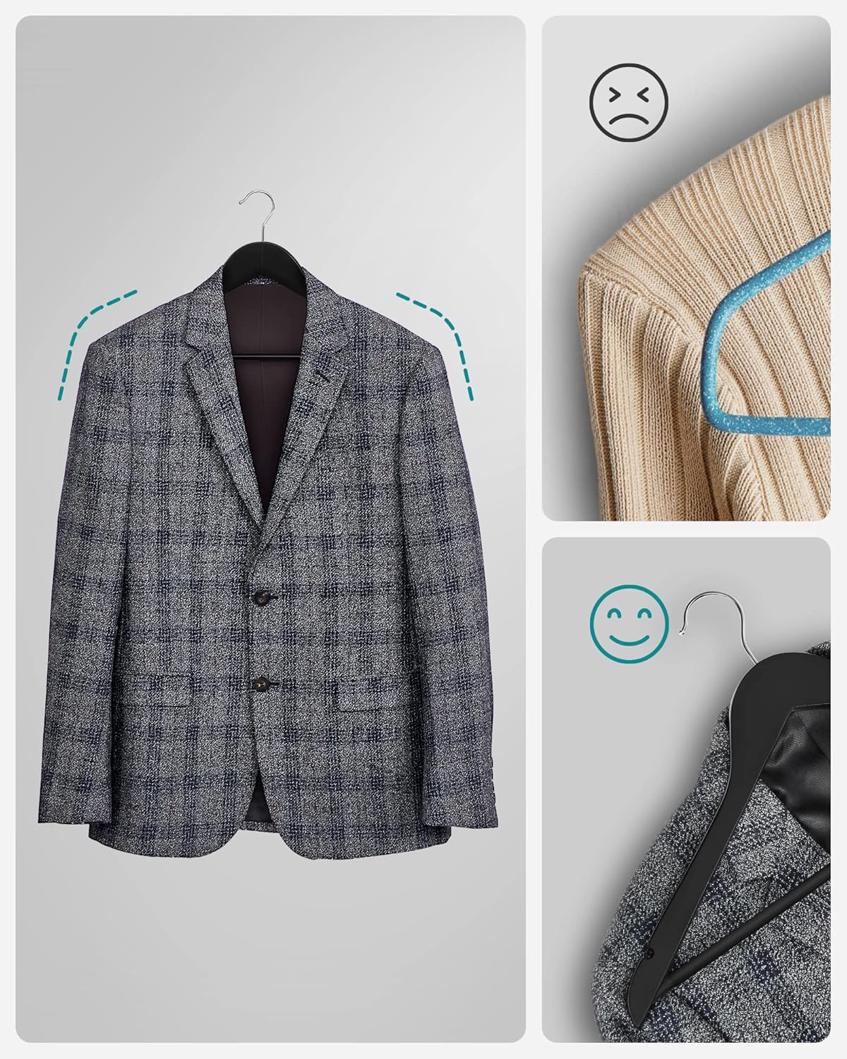 SONGMICS - cintres bois, lot de 20, antiglisse, pivotant, CRW02B-20