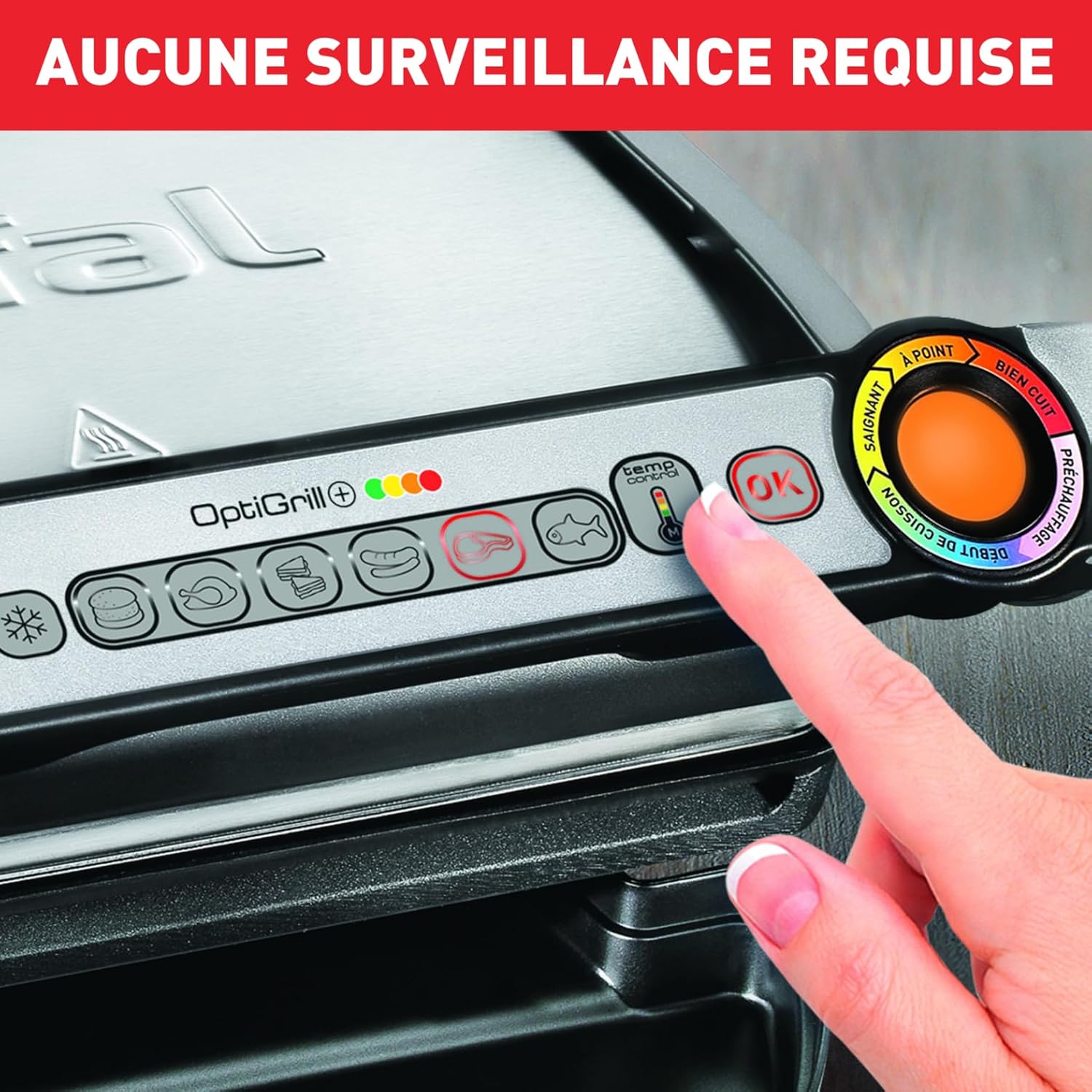 Tefal - Optigrill+ série - 4 personnes, 6 programmes, mode manuel, GC712D12