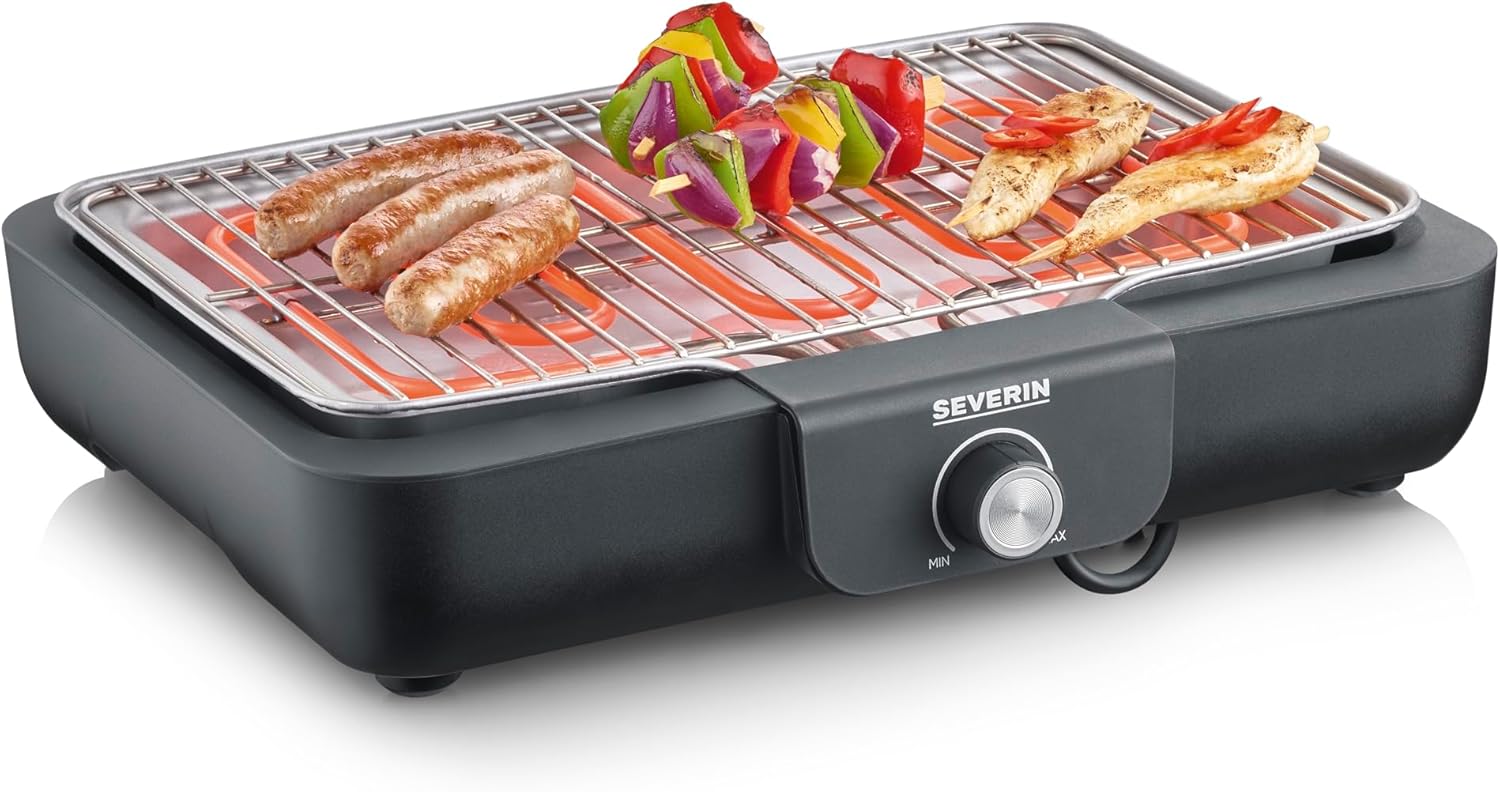 SEVERIN - Barbecue de Table - 37x29 cm - 2300W, grille inox, bac à eau