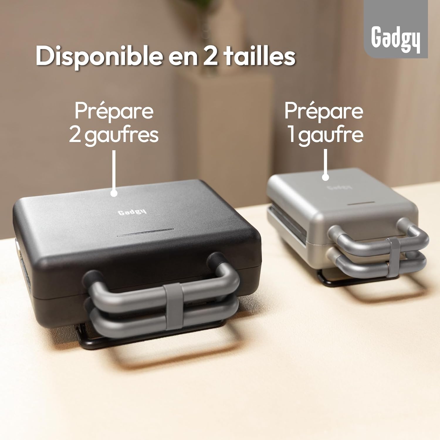 Gadgy - 2 en 1 Gaufrier/Croque-Monsieur - plaques amovibles, thermostat, rangement vertical