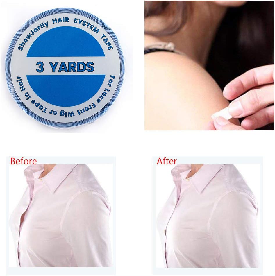 ShowJarlly - ruban adhésif double Lace - 0,8cm x 3Yards - fixation forte cheveux