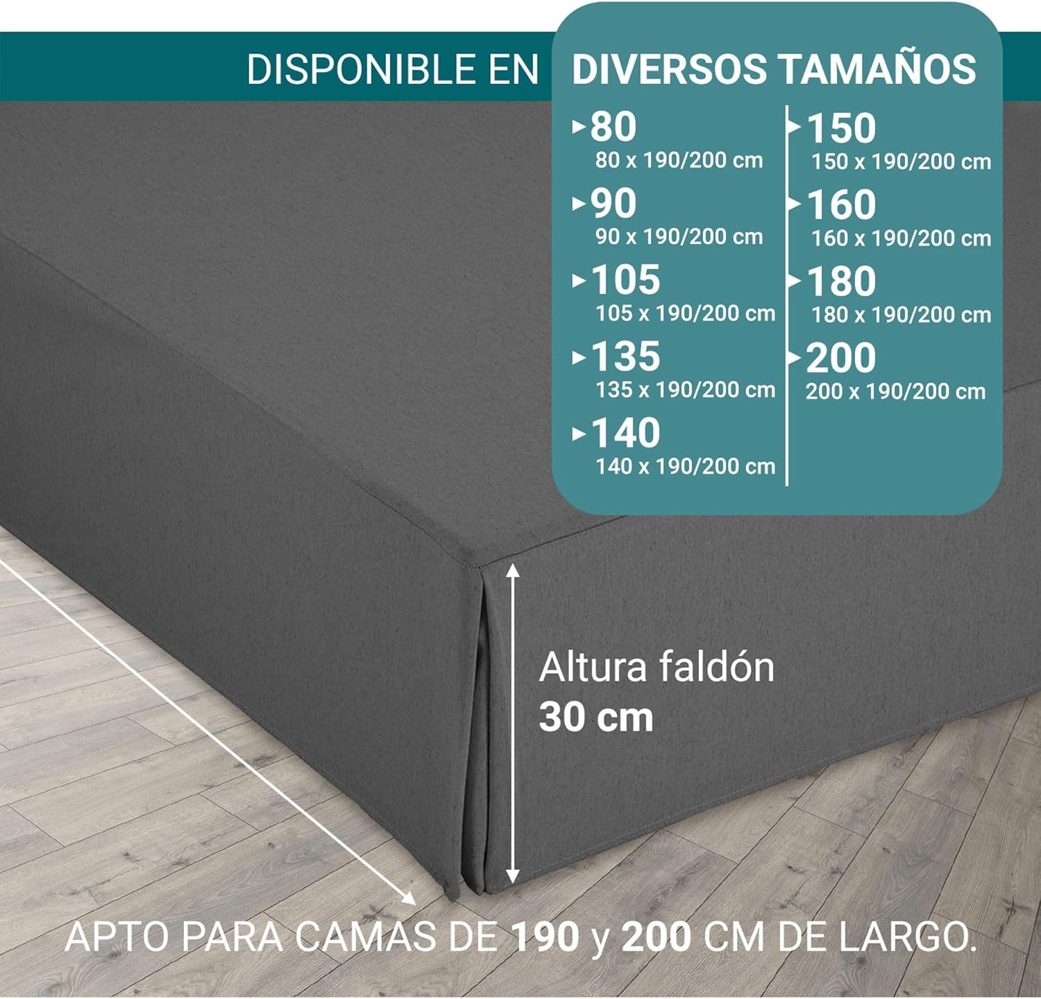 Housse de canapé - lit 160x190/200 cm - antidérapante, respirante, grise, fabrication Espagne
