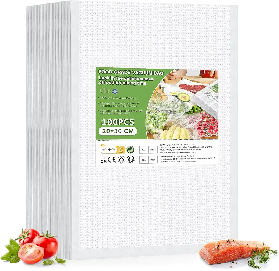 Oderra - sacs sous vide alimentaire - 20x30 cm - lot de 100, compatibilité universelle