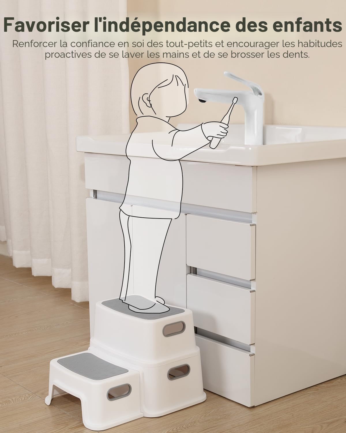 metaheim - Marche pied enfant 2 niveaux, antidérapant, sécurisé, robuste