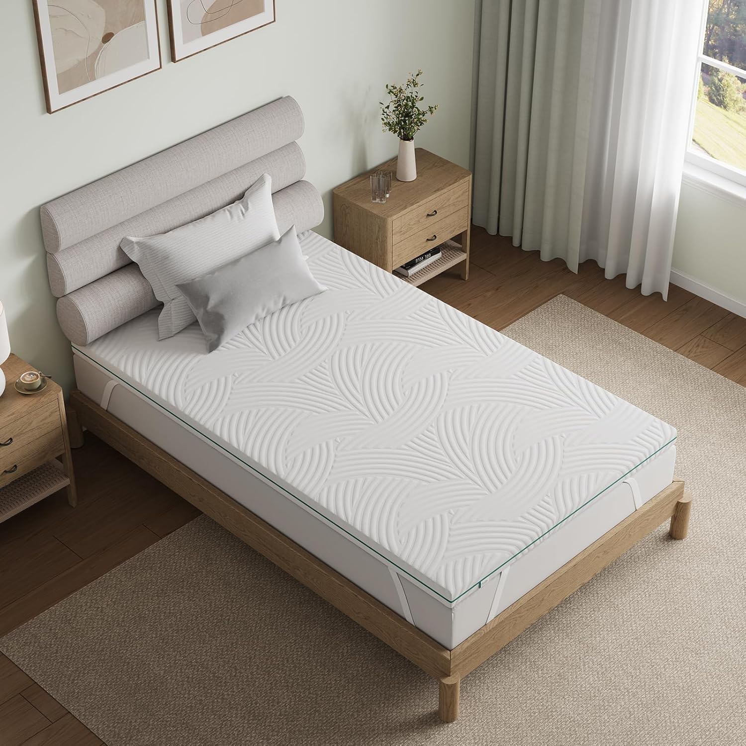 Novilla - Surmatelas mémoire de forme 80x200 cm, housse lavable, antidérapant, 7,5 cm