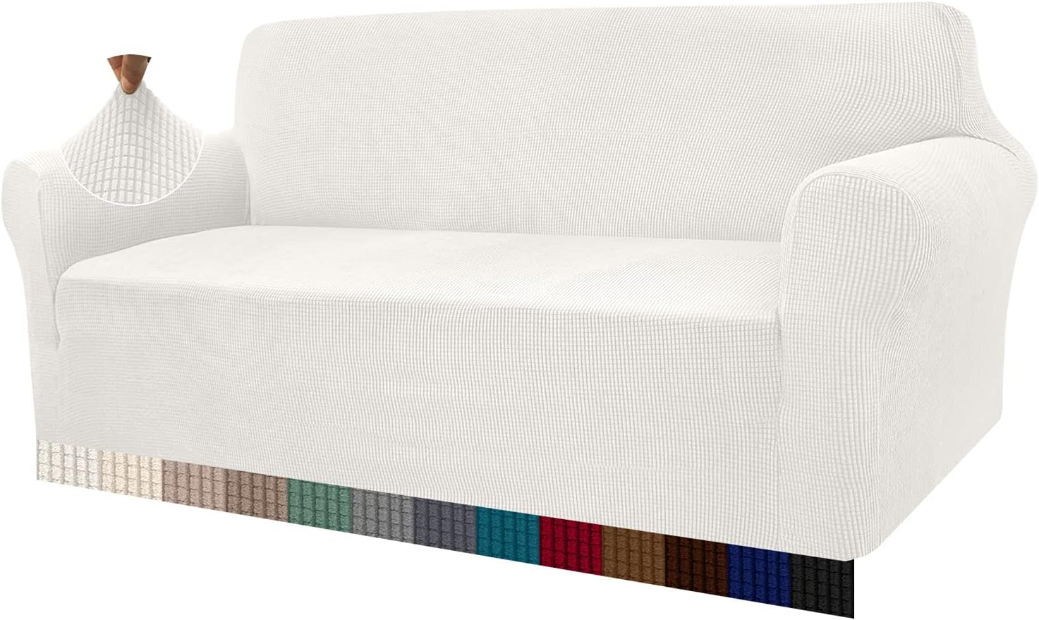 Granbest - housse de canapé jacquard 3 places - stretch, protection animaux, blanc crème