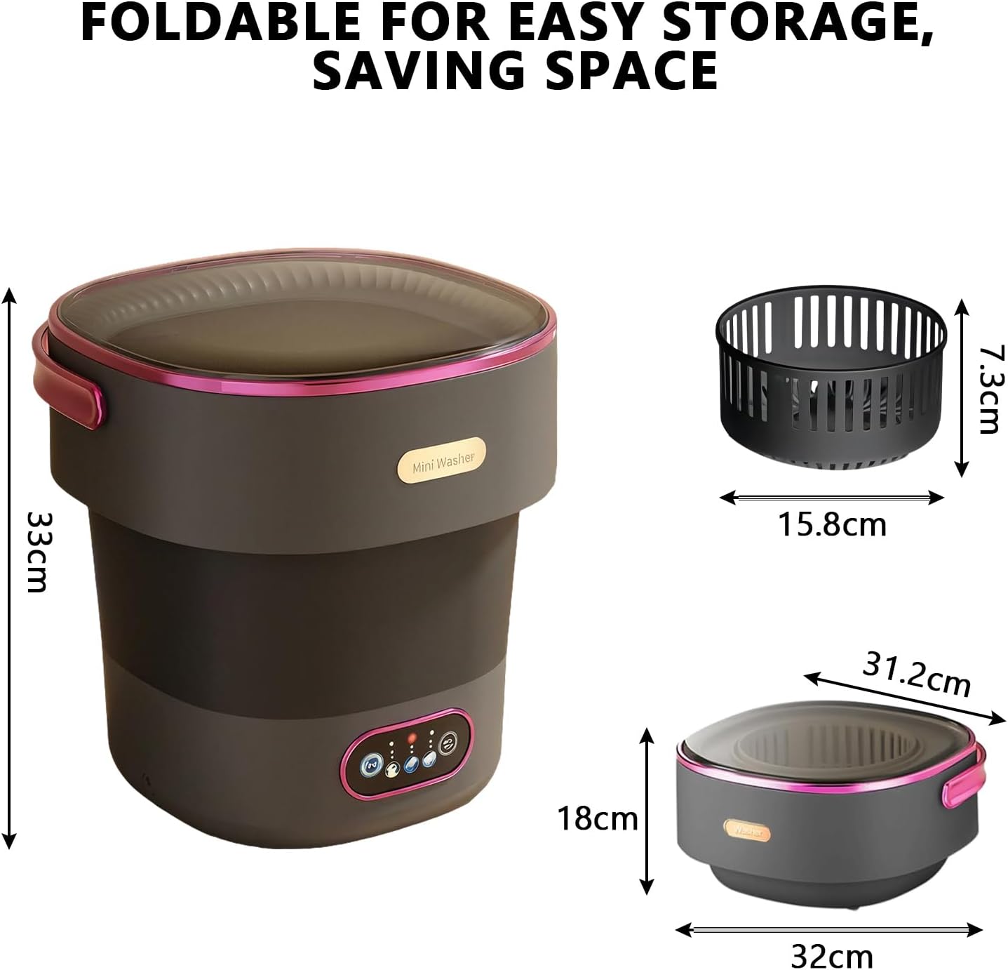 Mini lave-linge pliable - 15L - compact, portable, idéal voyage