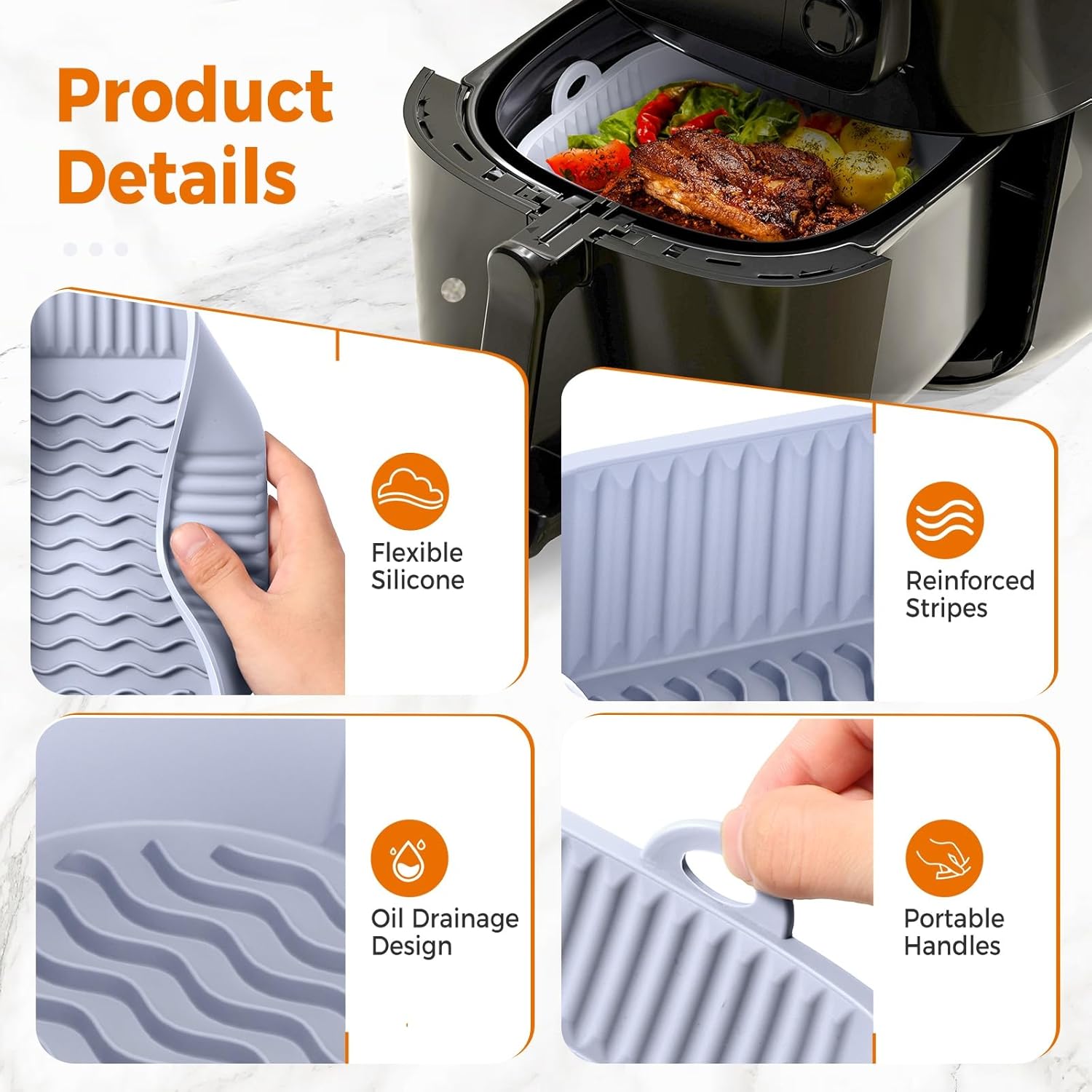 Diboniur - moules silicone Air Fryer 5-8L - 2 pièces réutilisables