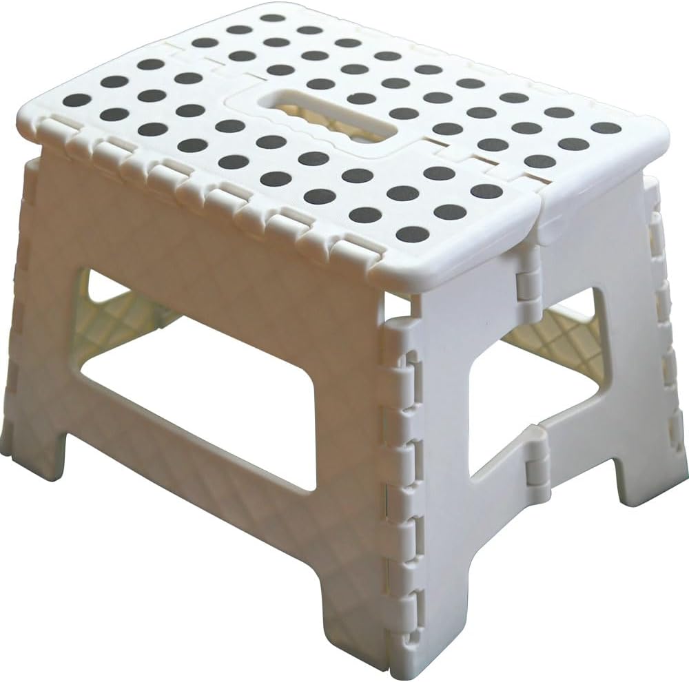 Armo - Tabouret Pliant Blanc - poignée, compact, 150 kg