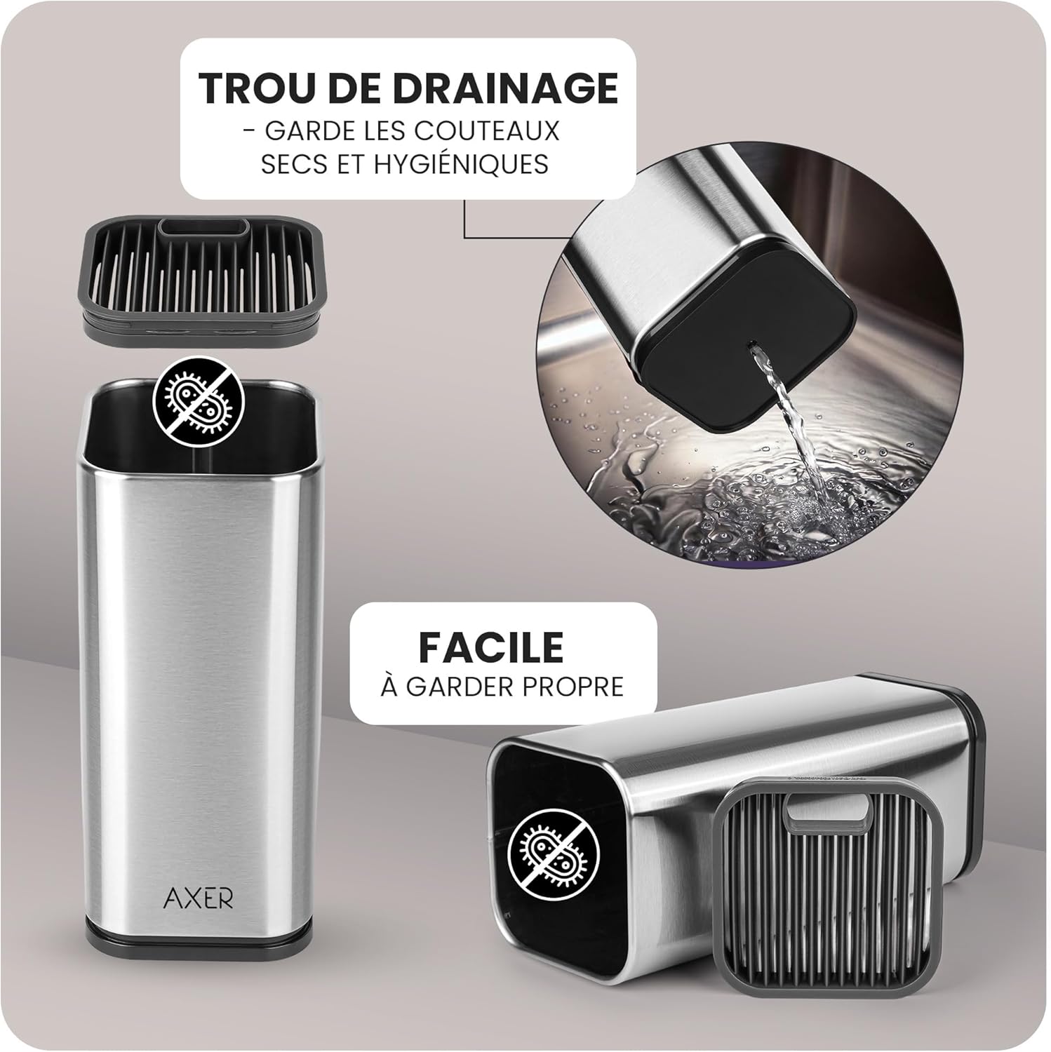 Porte-couteaux cuisine inox - grande capacité 8+ couteaux - design vide