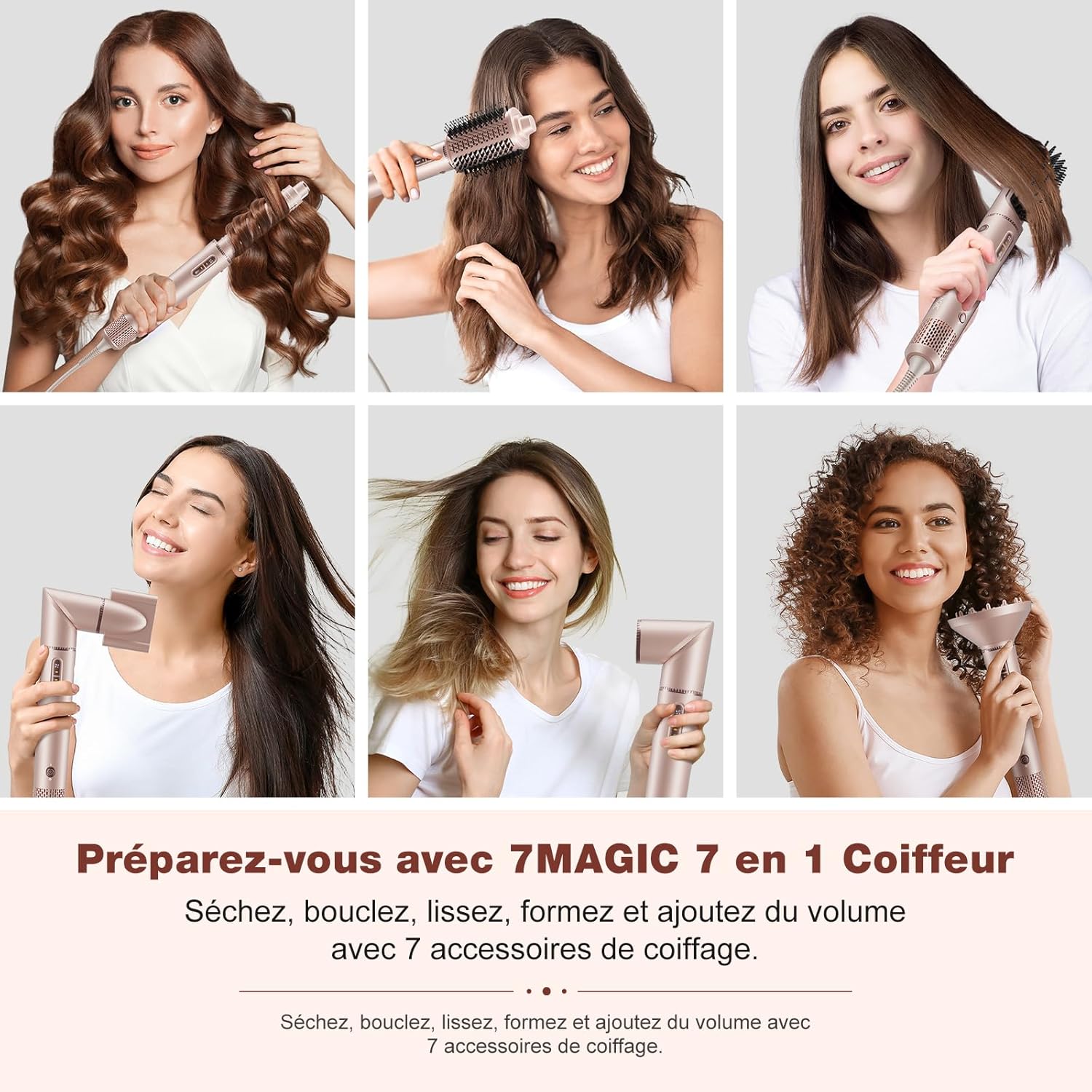 7MAGIC - Air Styler 7 en 1 - multifonction, ionique, coiffure, voyage