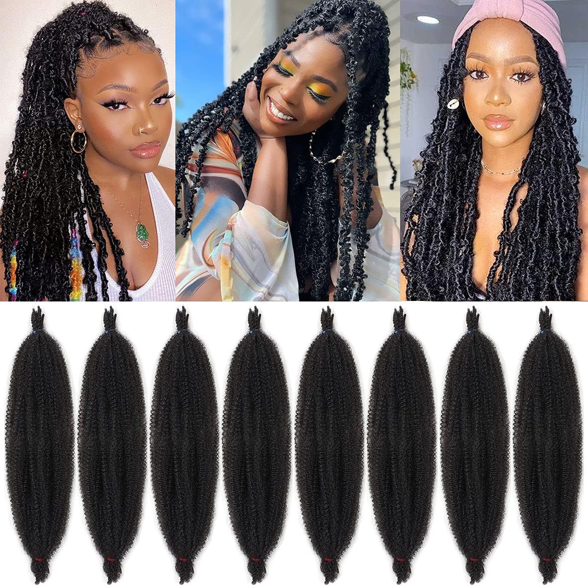 Xtrend - cheveux afro torsadés, 61 cm, synthétiques, lot de 8, 1B#