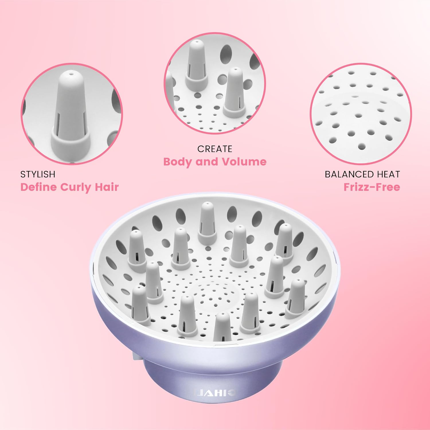 Diffuseur cheveux - universel robuste 4.4-6.6cm - anti-frisottis, blanc nacré