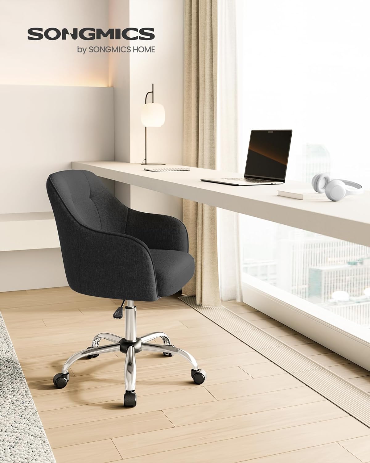 SONGMICS - fauteuil ergonomique, tissu coton-lin, cadre acier, réglable, 110kg, 119x61x54cm, OBG019B01