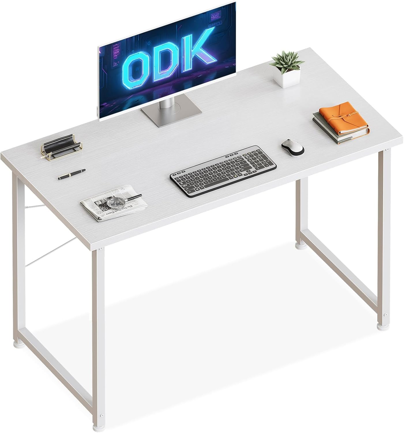 ODK - bureau d'ordinateur - 100x48cm - compact, blanc, idéal étude