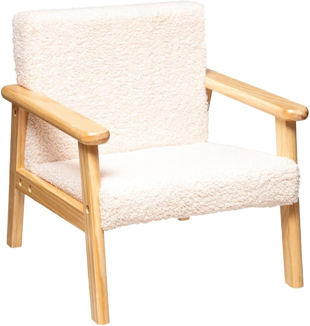 Atmosphera - fauteuil enfant Basile - écru bouclette - compact