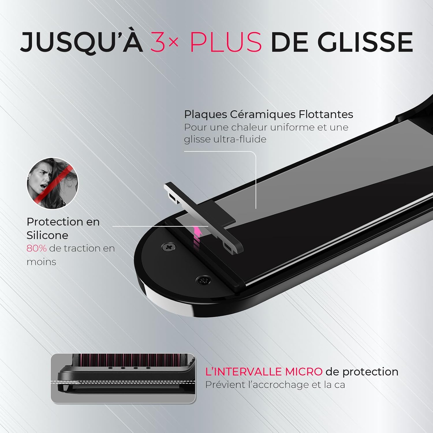 TYMO - Lisseur 2 en 1 - Brosse ionique, anti-brûlure, rapide