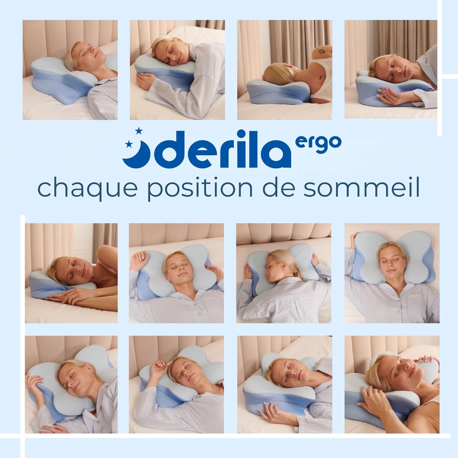 Derila - Ergo Oreiller mémoire de forme cervical papillon - soutien optimal toutes positions