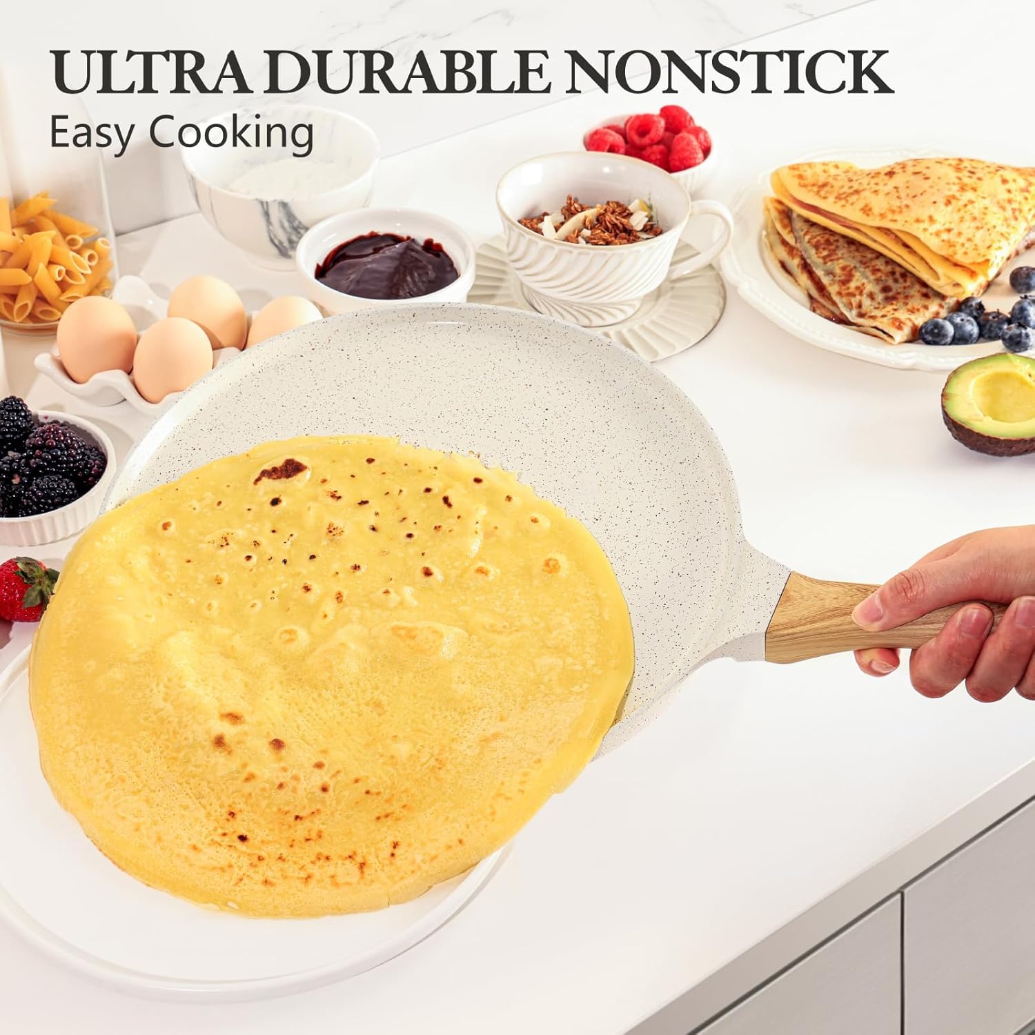 SENSARTE - poêle à crêpes 26cm - céramique, induction, poignée ergonomique