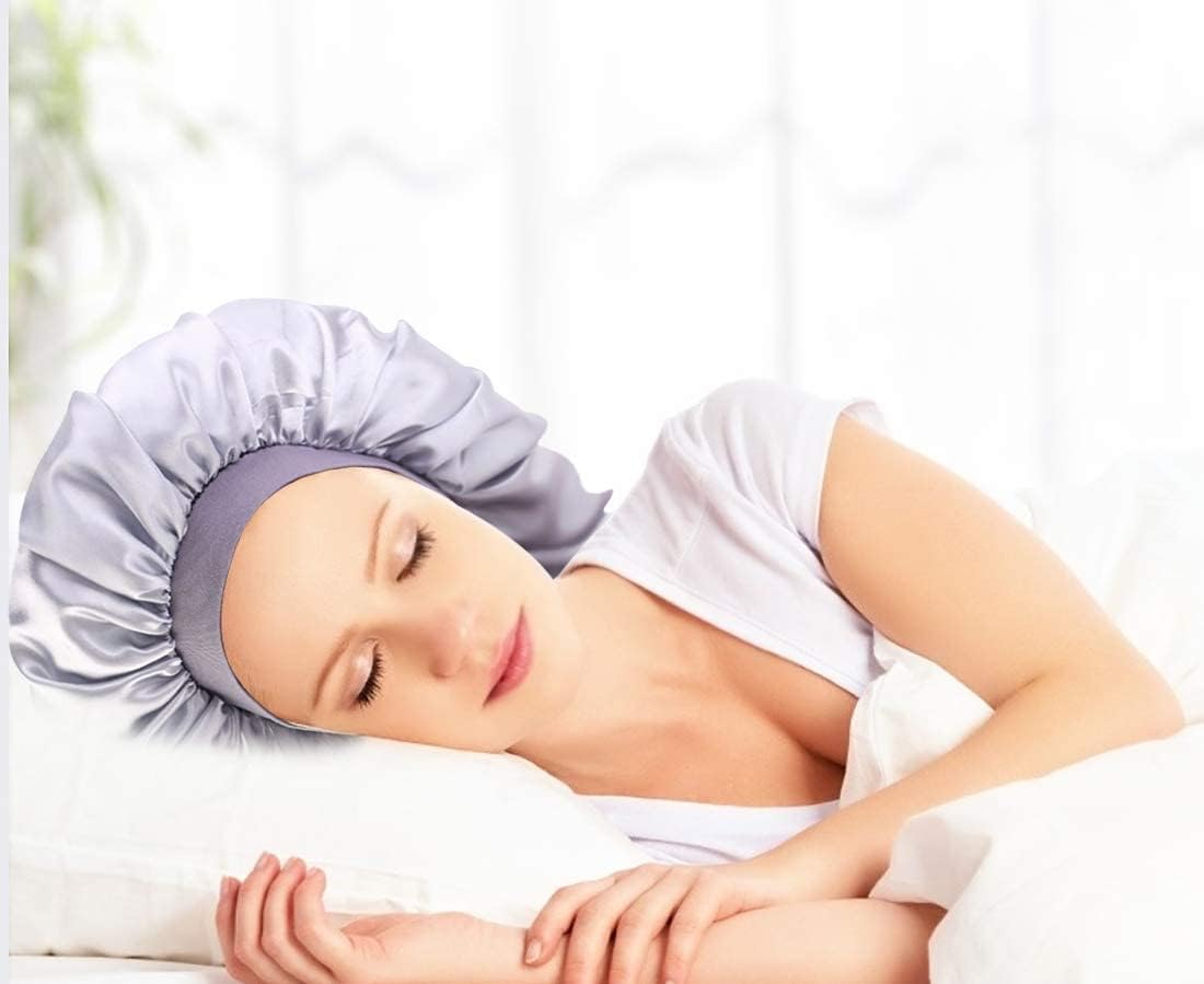 Bonnet nuit satin femme - 2 pièces - protection cheveux soie