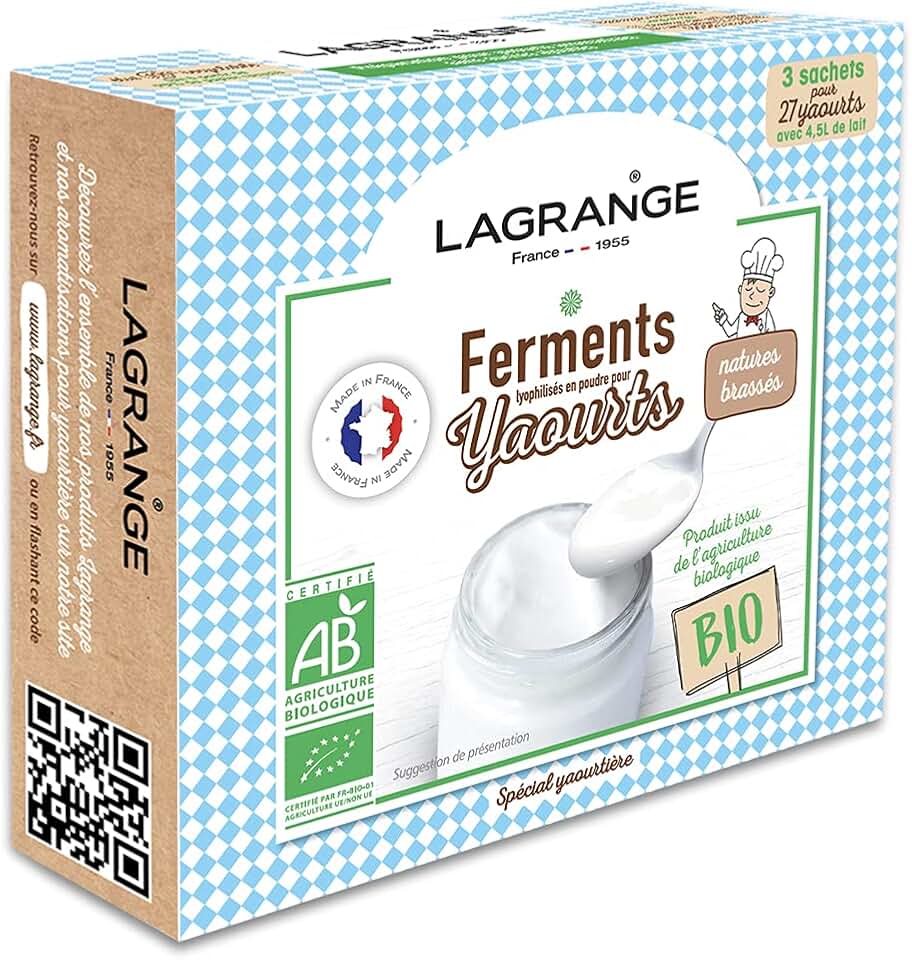 LAGRANGE - Ferment yaourt BIO - 3x12g - Français, 1,5L lait - 385001