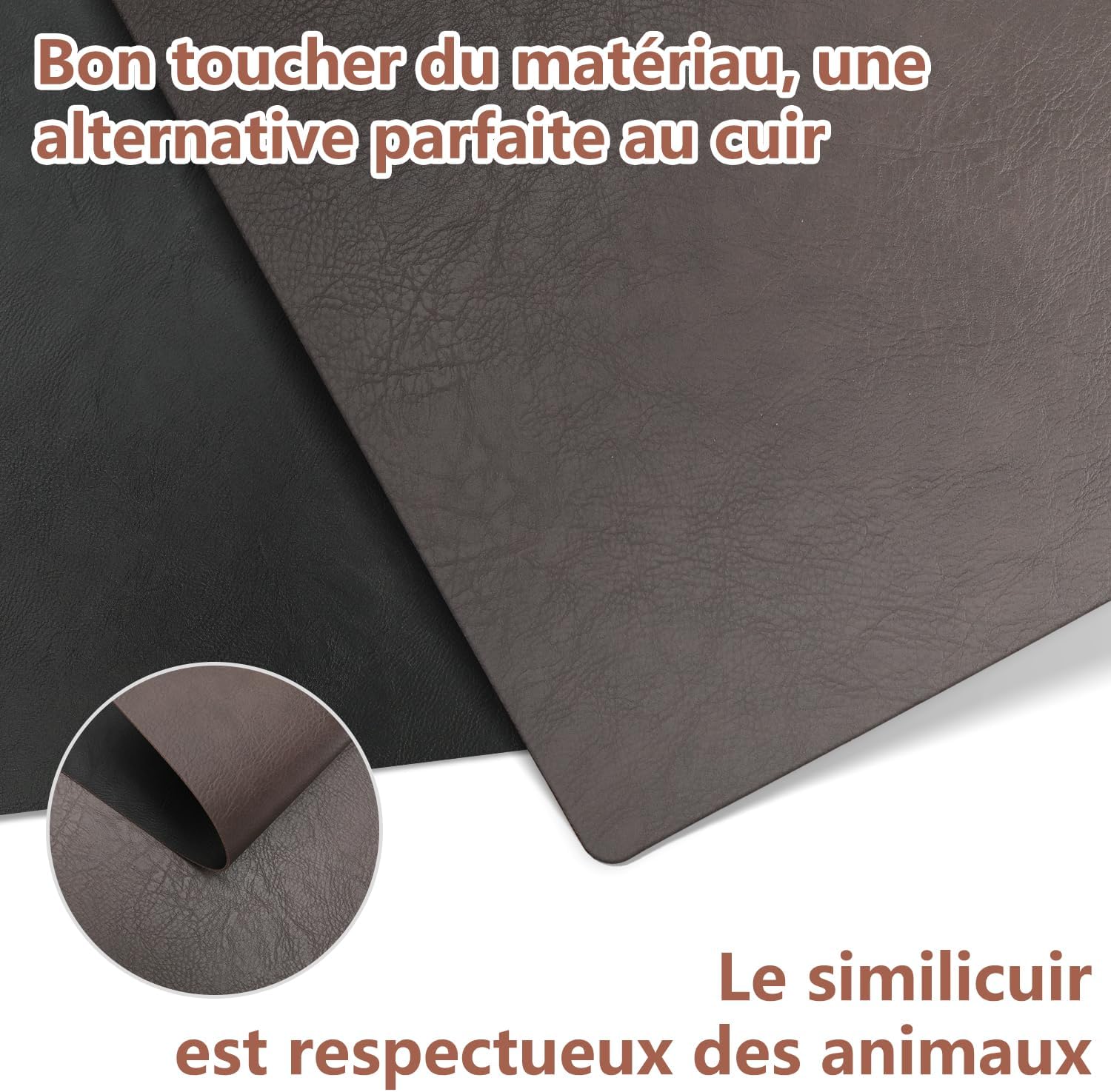 Sets de table - lot de 6, cuir PU double face, 43x30cm, lavables