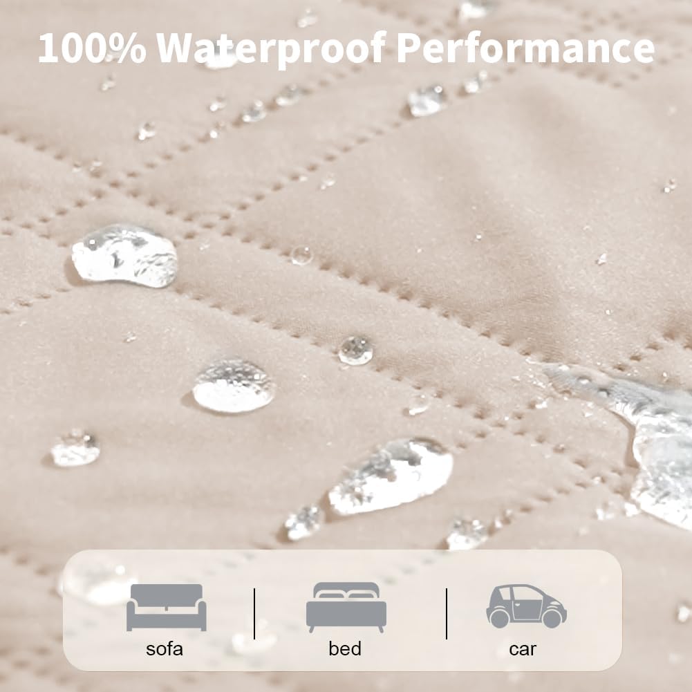 DUJUIKE - housse canapé imperméable antidérapante 173-208cm crème