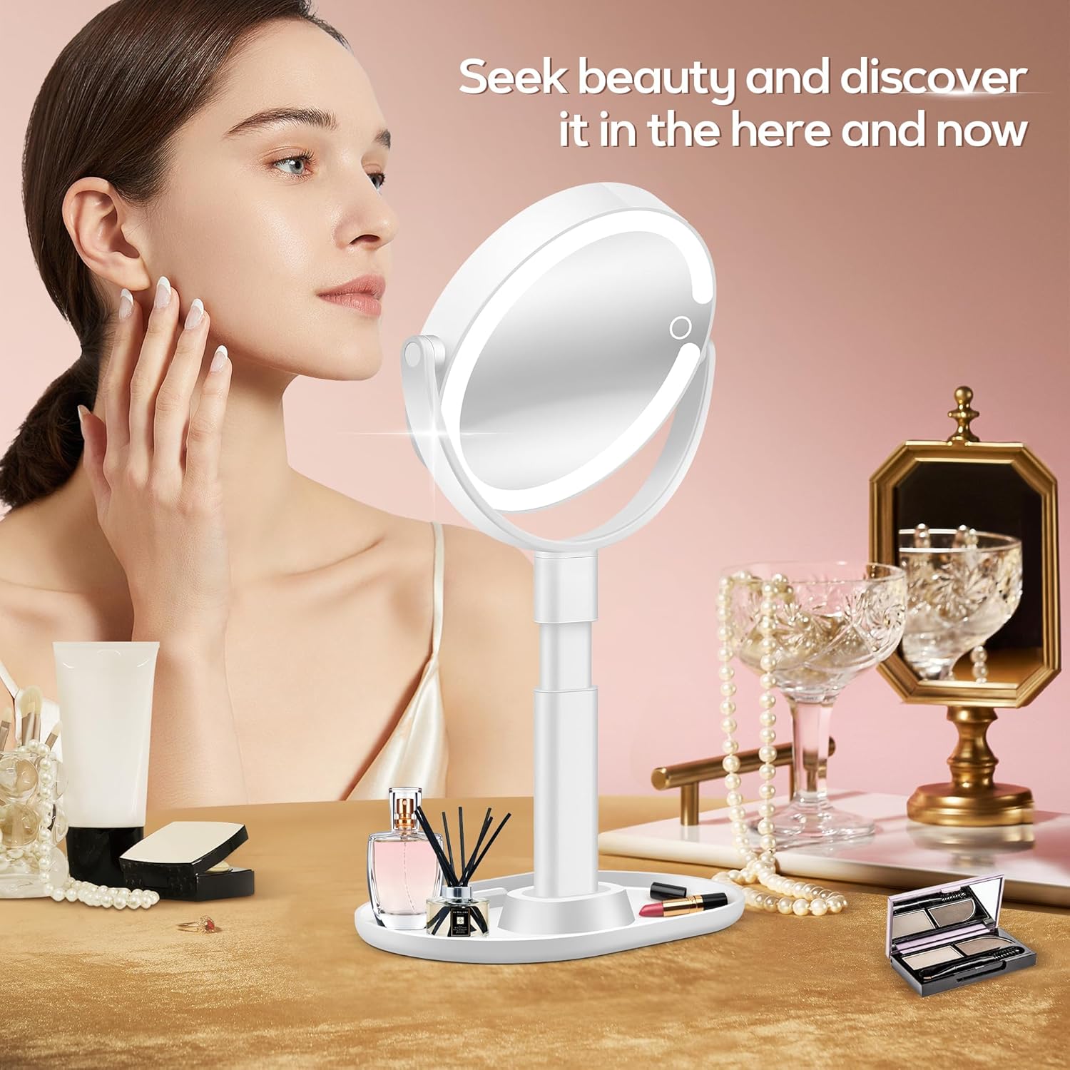 B Beauty Planet - miroir maquillage éclairé 30X - LED, 3 lumières, hauteur réglable