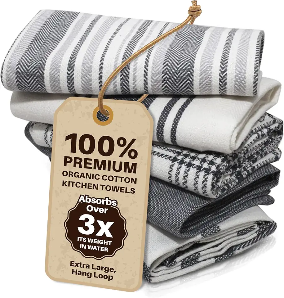 Torchons de cuisine - lot de 5, 100% coton, 45x70 cm, super absorbants