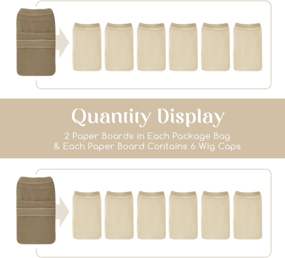 Dreamlover - bonnet de perruque HD ultra-fin, 12 pcs, marron clair, transparent et respirant