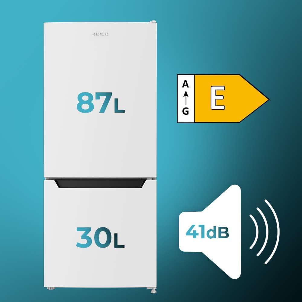 Cecotec - Bolero CoolMarket Combi - 117L, congélateur, Fast Freezing, blanc, E, 117 DF