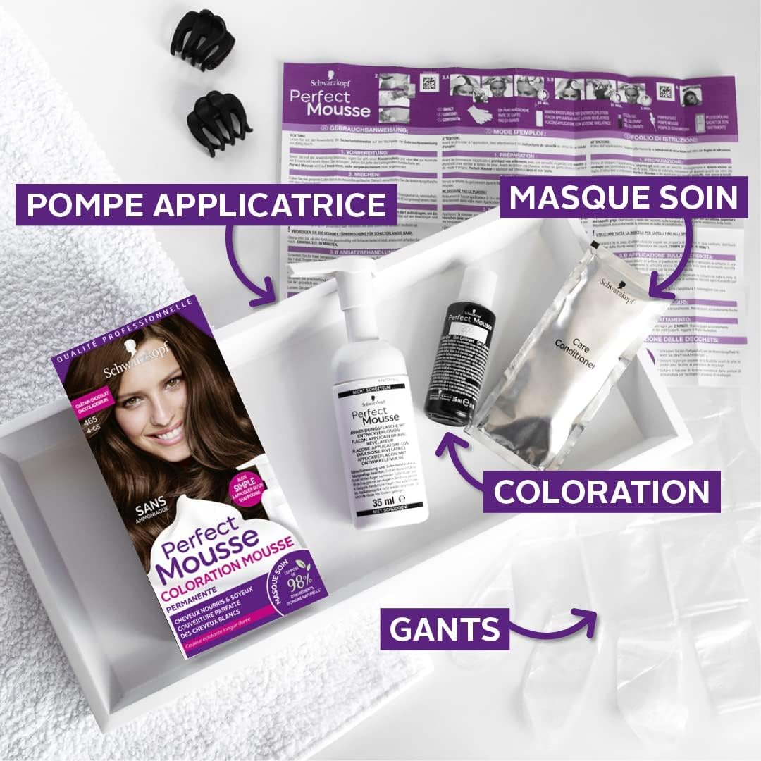 Schwarzkopf - Perfect Mousse - coloration mousse permanente, soin sans ammoniaque, 96% naturel - Expresso Givré 400