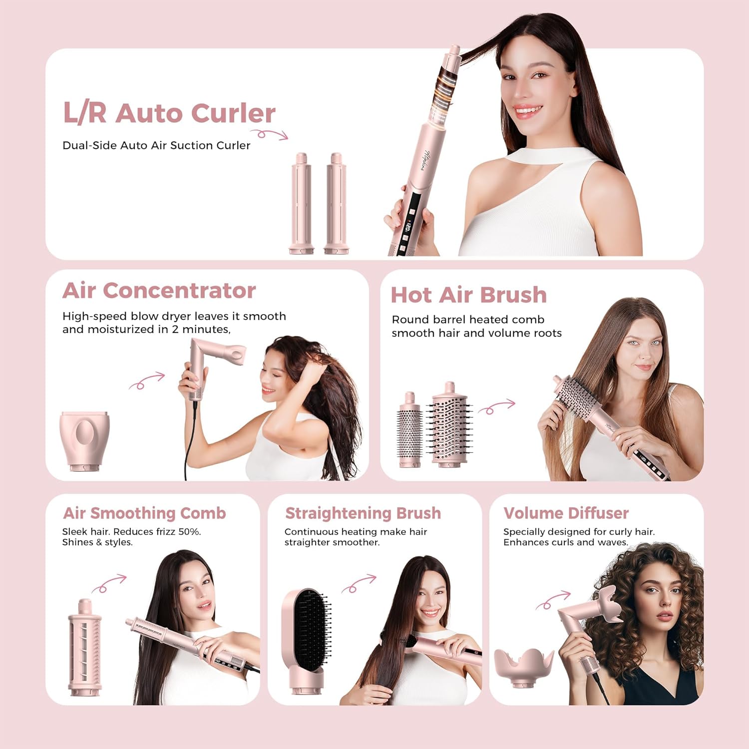 Atopskins - Air Styler 8 en 1, 1400W, 110000 U/Min, sèche-cheveux multifonction