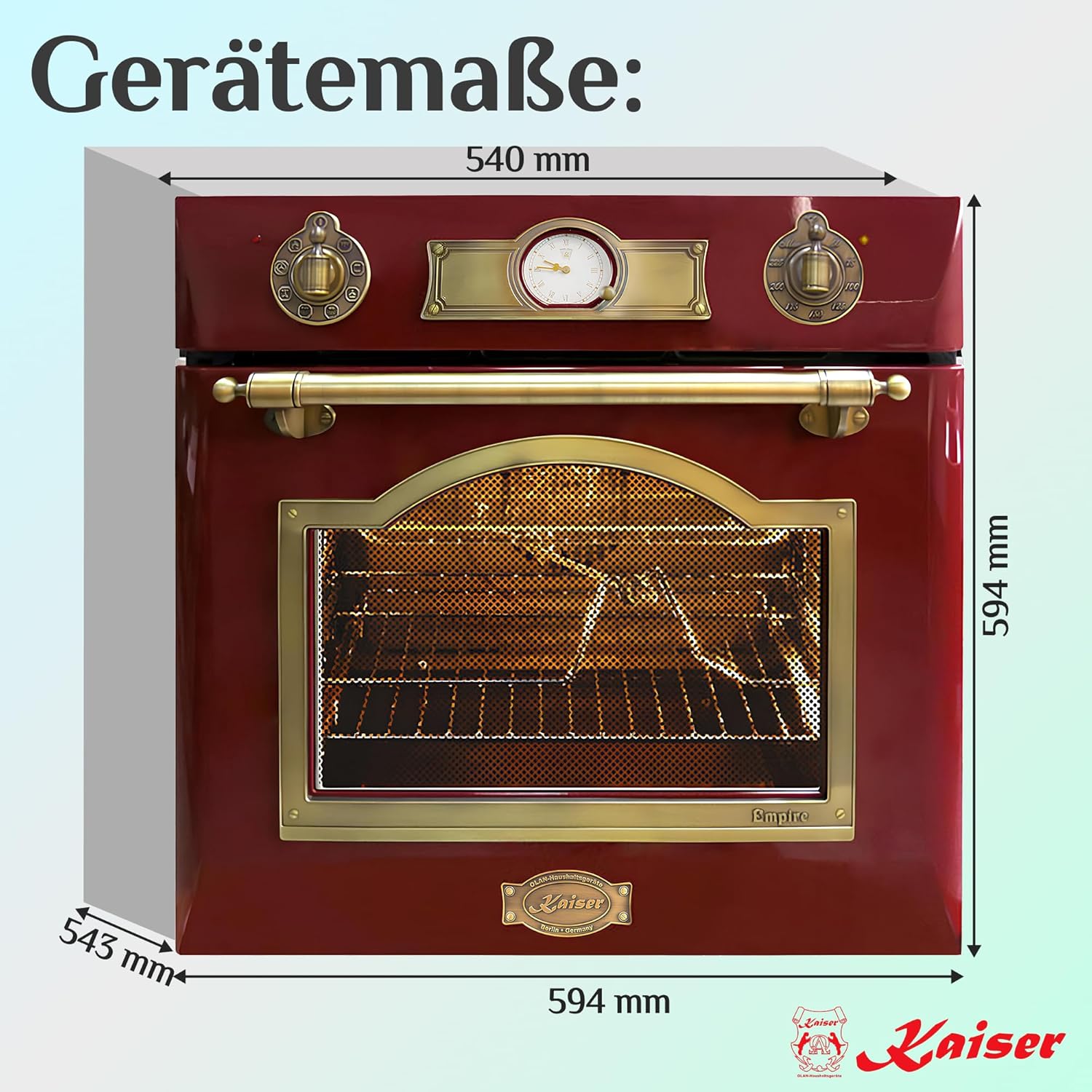 Kaiser Empire - bordeaux 60 cm - four encastrable rétro, grill, 67L, EH 6355