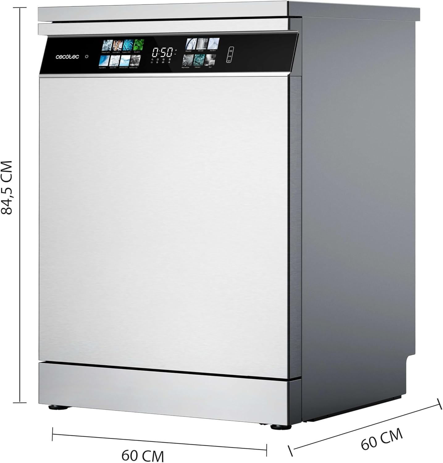 Cecotec - Bolero Aguazero 6700 - 60cm - inox, 15 couverts, classe B, moteur Inverter Plus, Turbo Dry+, 6700