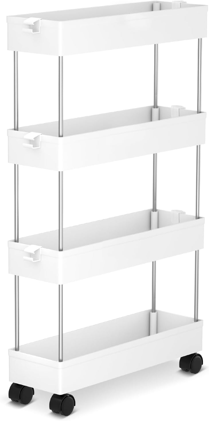 Chariot de rangement 4 niveaux - 86x40x12.5cm - mobile, étroit