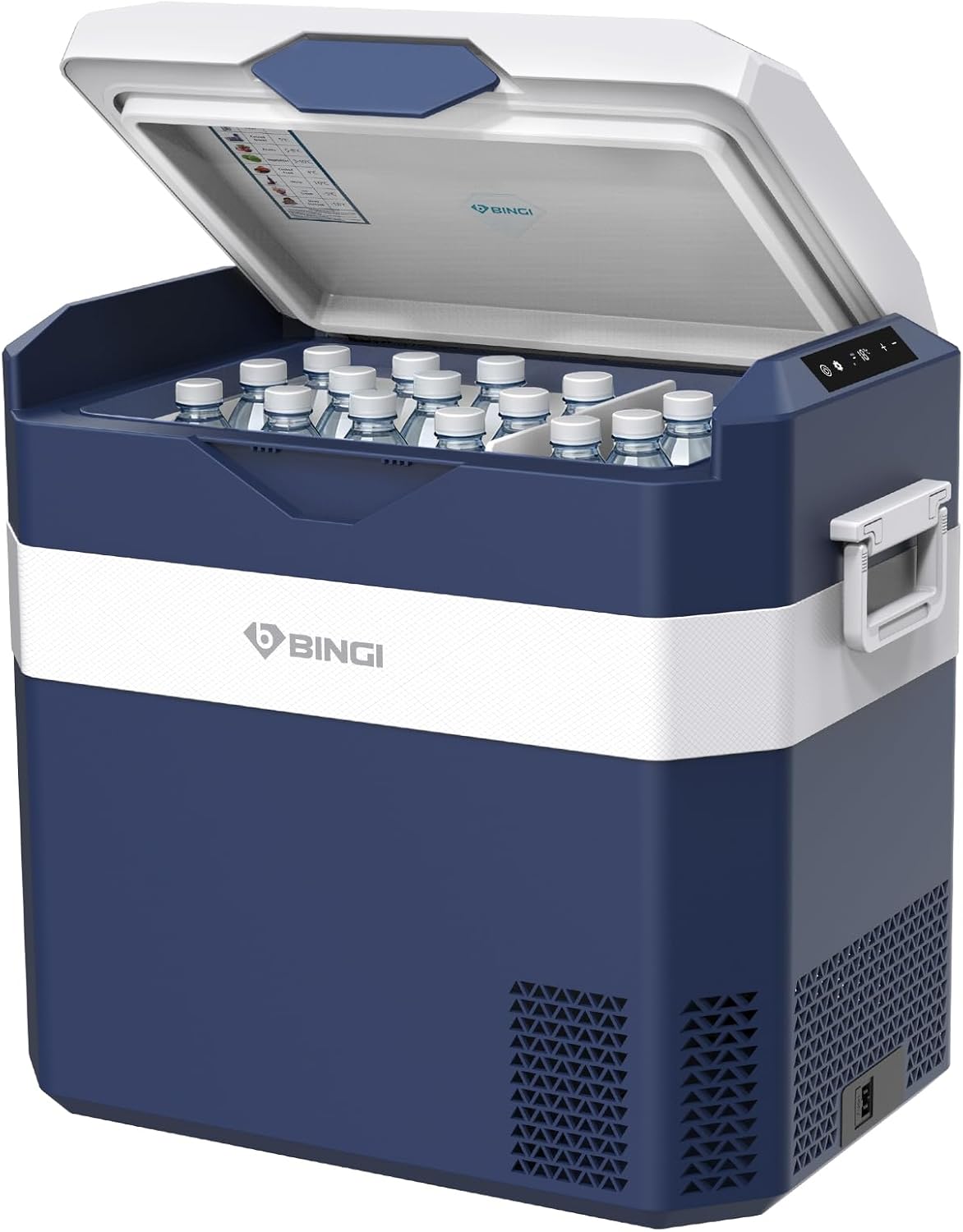 BINGI - glacière électrique 38L - silencieuse, -18°C/+15°C, 12V/24V/220V