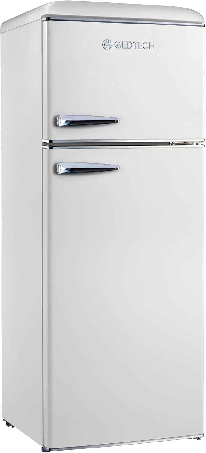 GEDTECH - Réfrigérateur vintage double porte 215L crème, classe E GDPV215CR