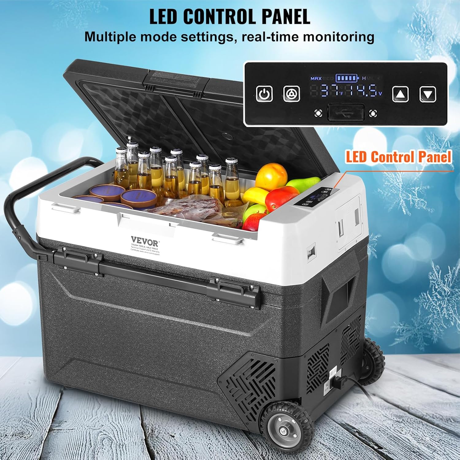 VEVOR - Réfrigérateur Portable 60L, 12V, -20°C à 20°C, roulettes