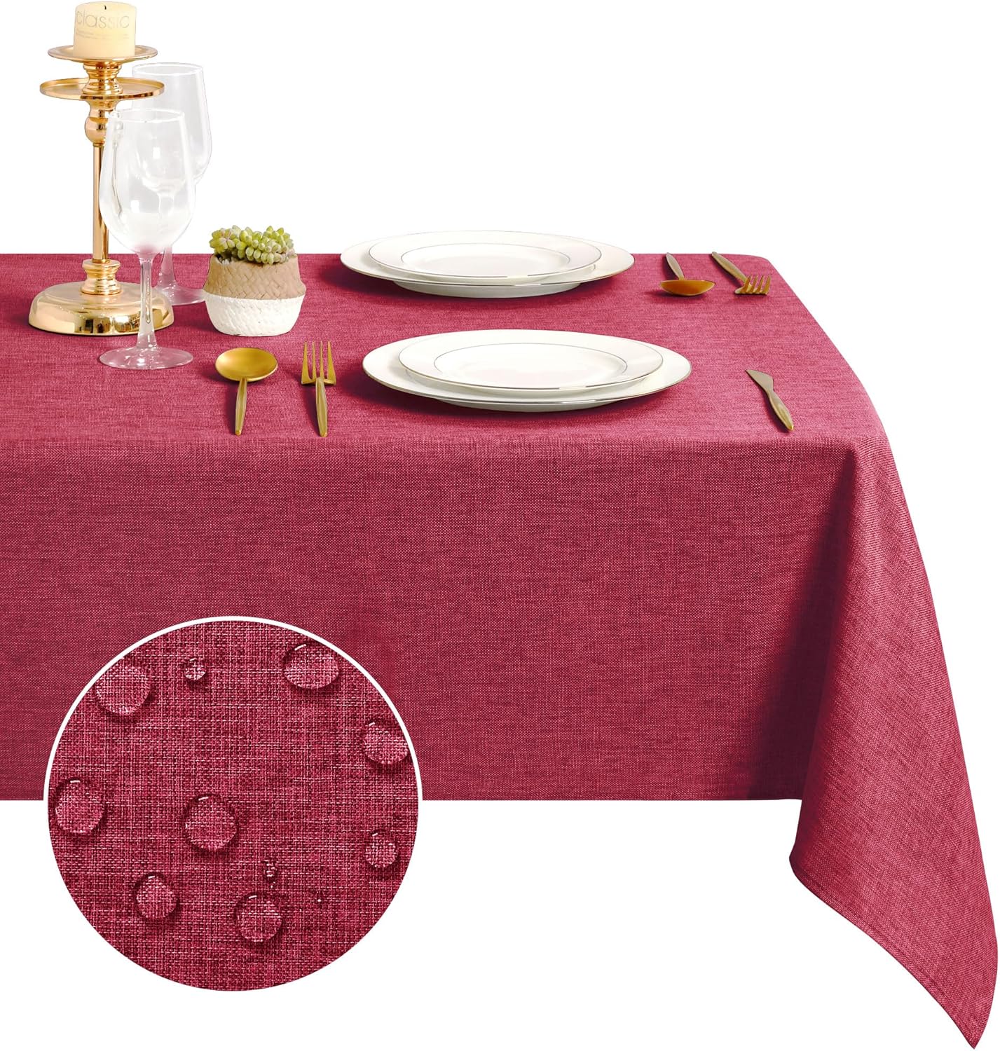 DWCN - nappe aspect lin - 110x140cm - lavable, imperméable, anti-tache