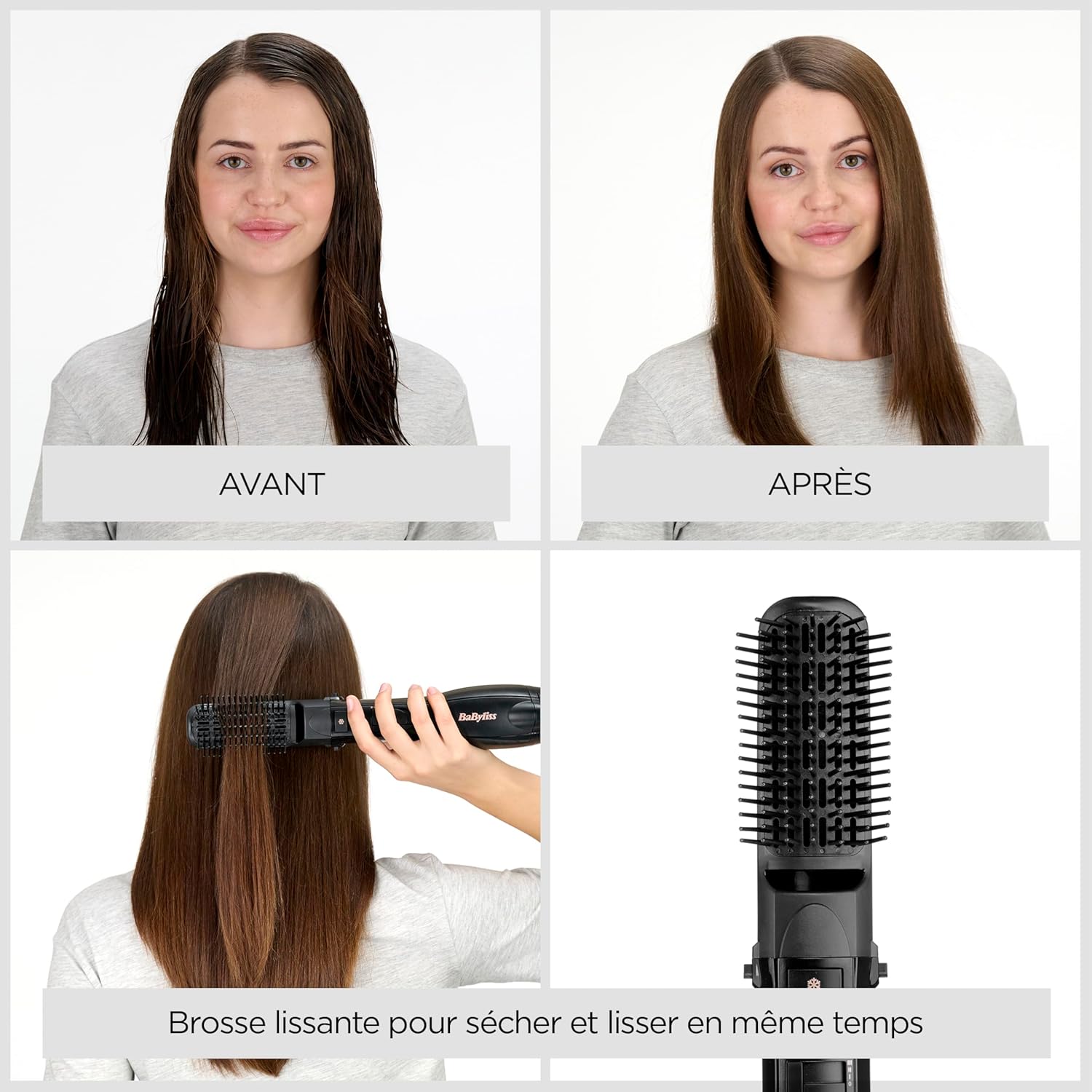 BaByliss - Brosse soufflante Smooth Finish - 1200W - 4-en-1, 3 températures, ionique - AS122E