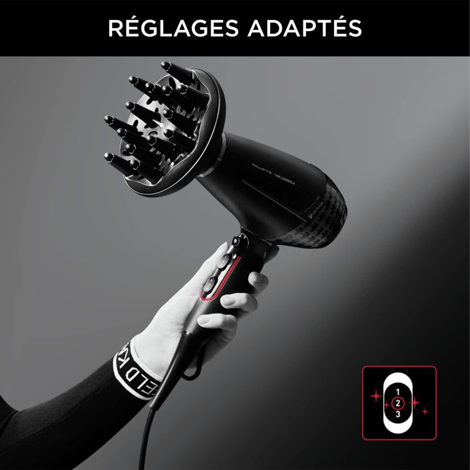 Rowenta - K/Pro Stylist - sèche-cheveux 2200W, moteur Pro AC, ionique, accessoires - CV888LF0