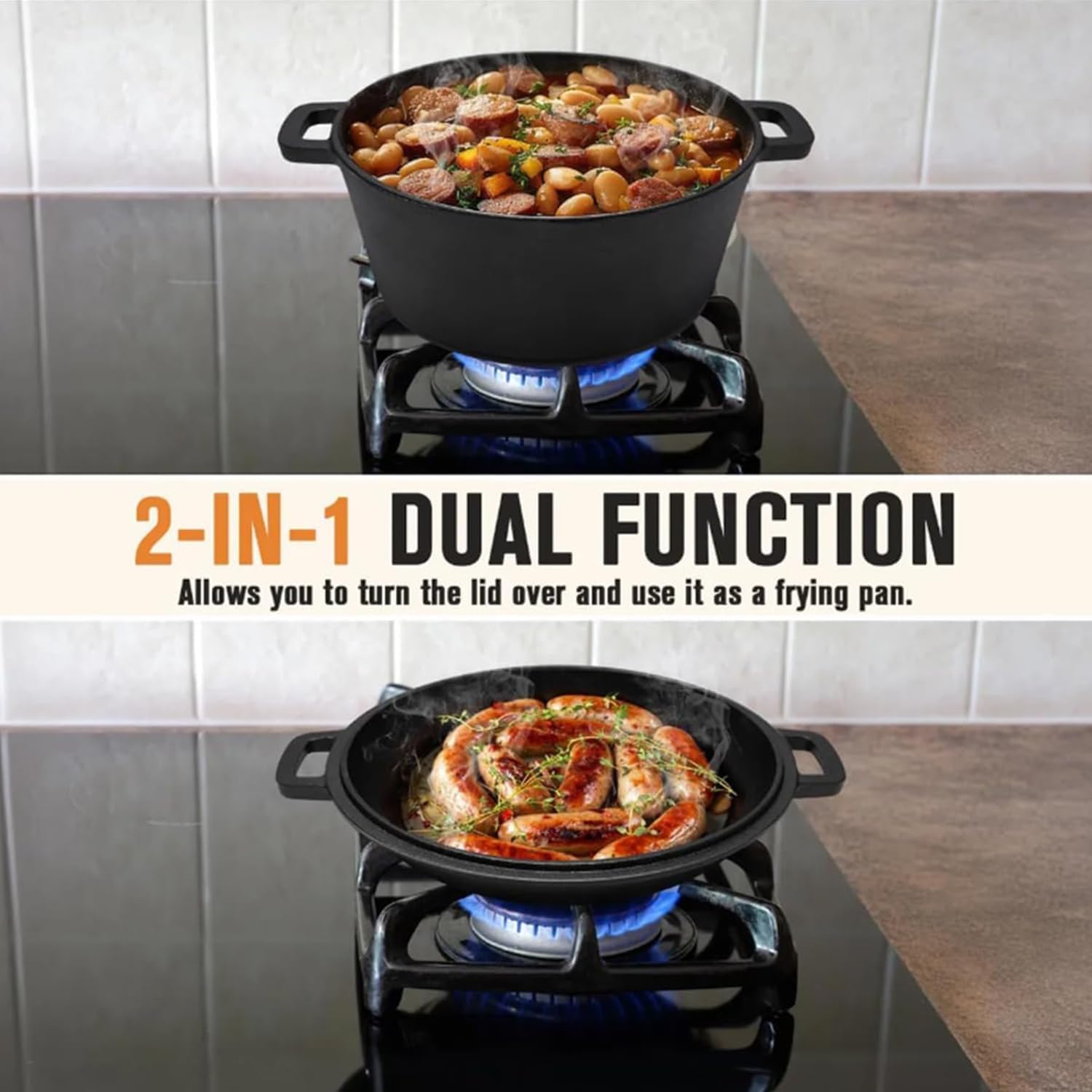 Cocotte en fonte – 4,7L – kit levain, panier, lame, cuisson pain