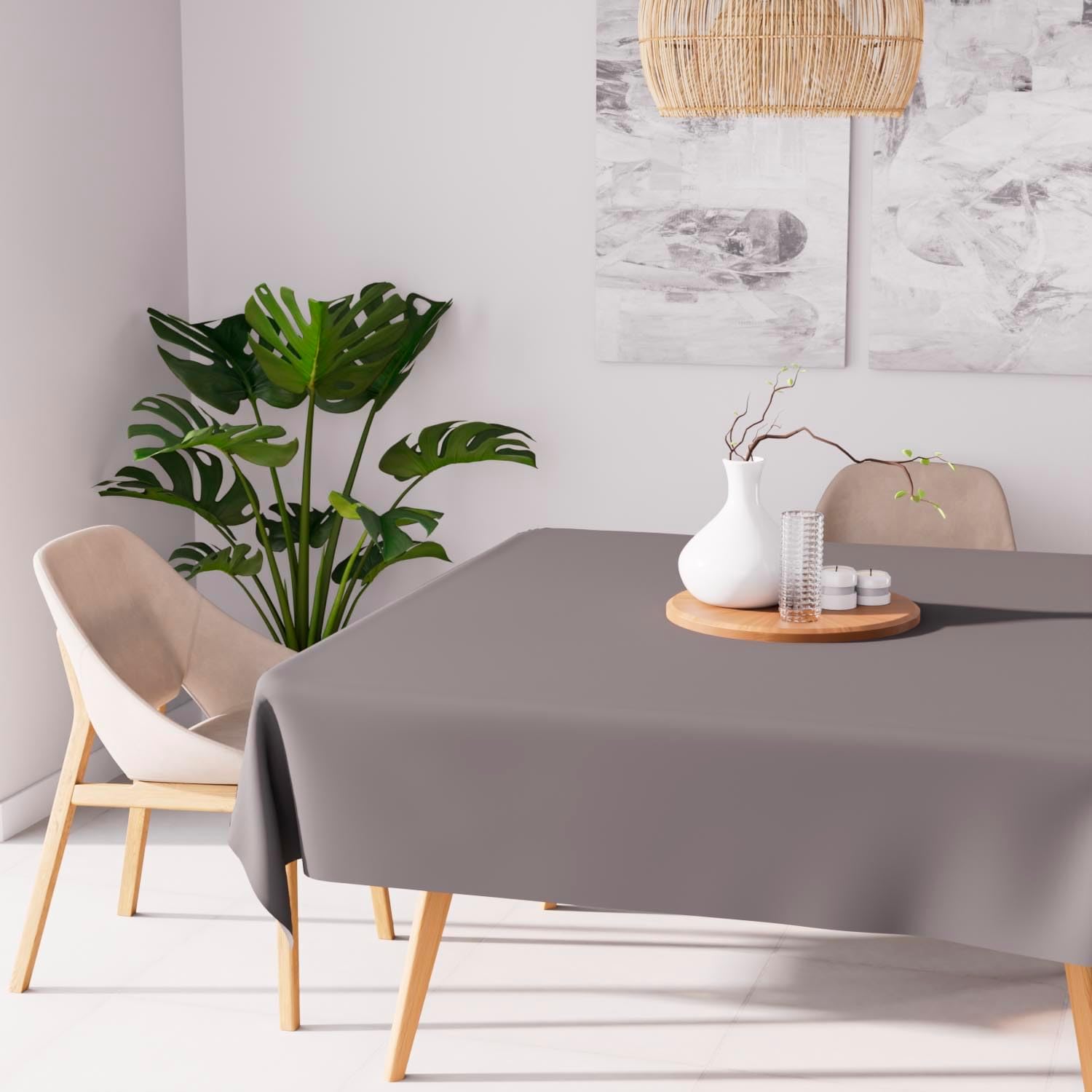 Soleil d'Ocre - Nappe Alix - 140x140 cm - Polyester anti-tache, gris