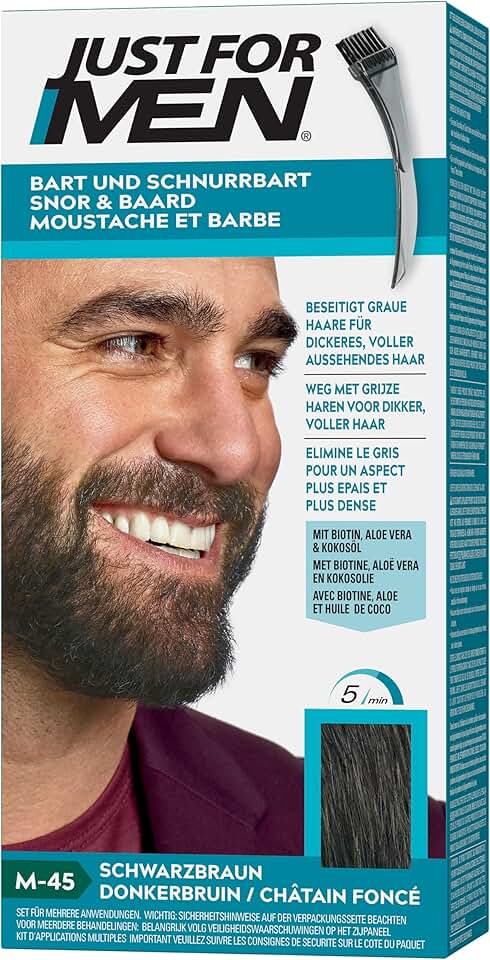 Just For Men - coloration barbe et moustache - naturel, sans ammoniaque, couvre poils gris, peigne - M45