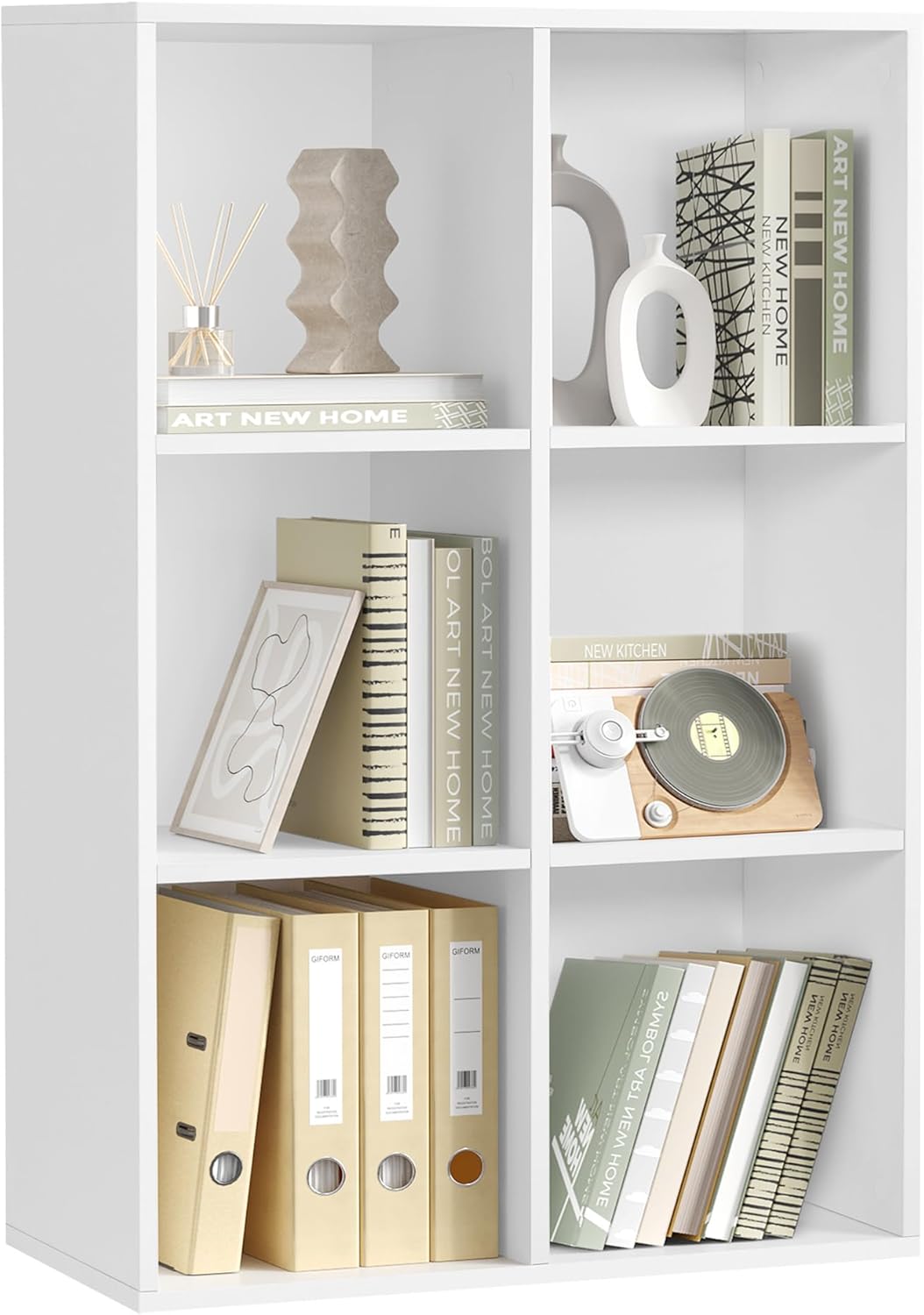 VASAGLE - bibliothèque cubique - 6 cases, blanc nuage, rangement pratique LBC203D