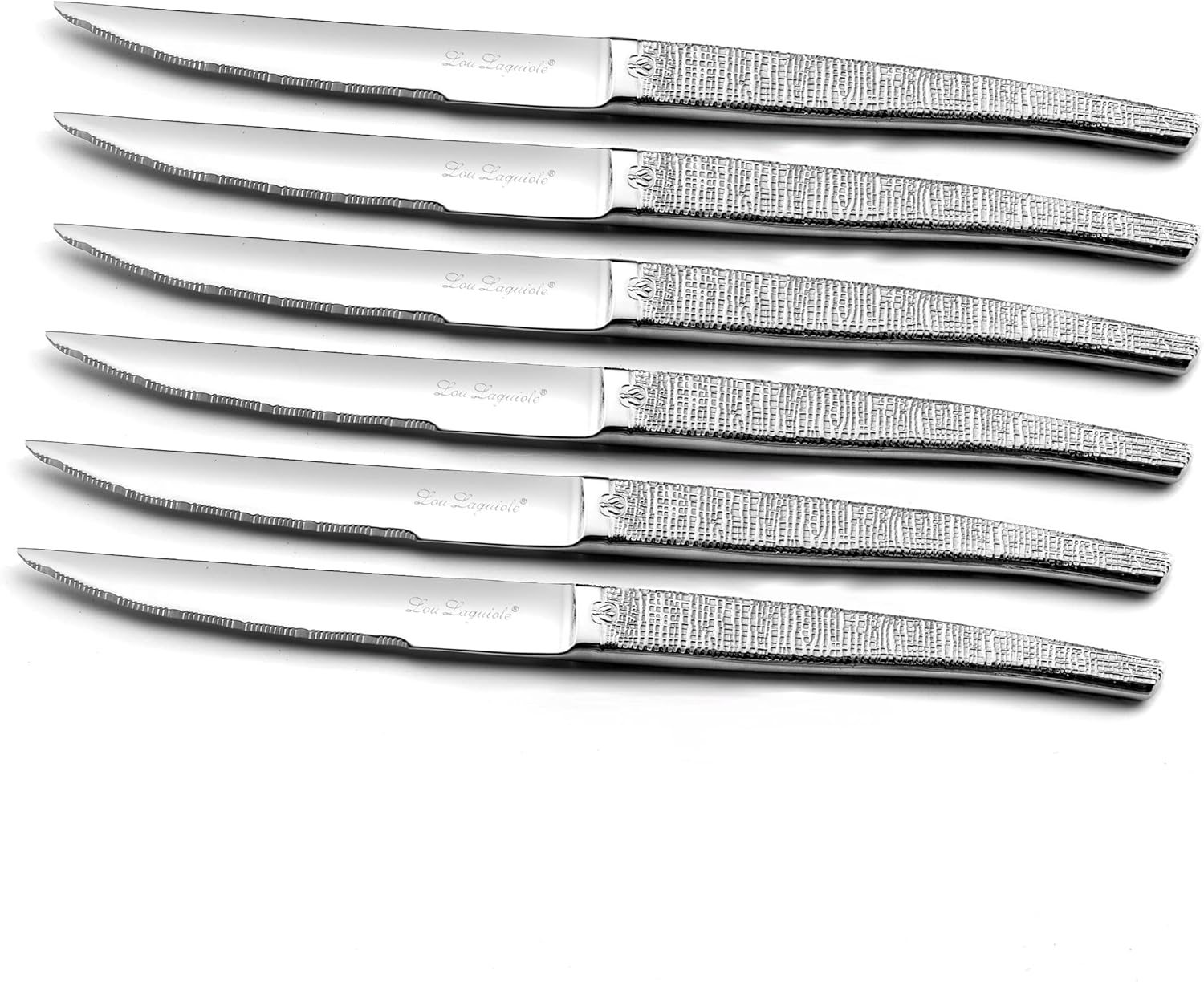 Lou Laguiole - Jet - 224 mm - Set 6 couteaux steak inox 18/0, finition Textil