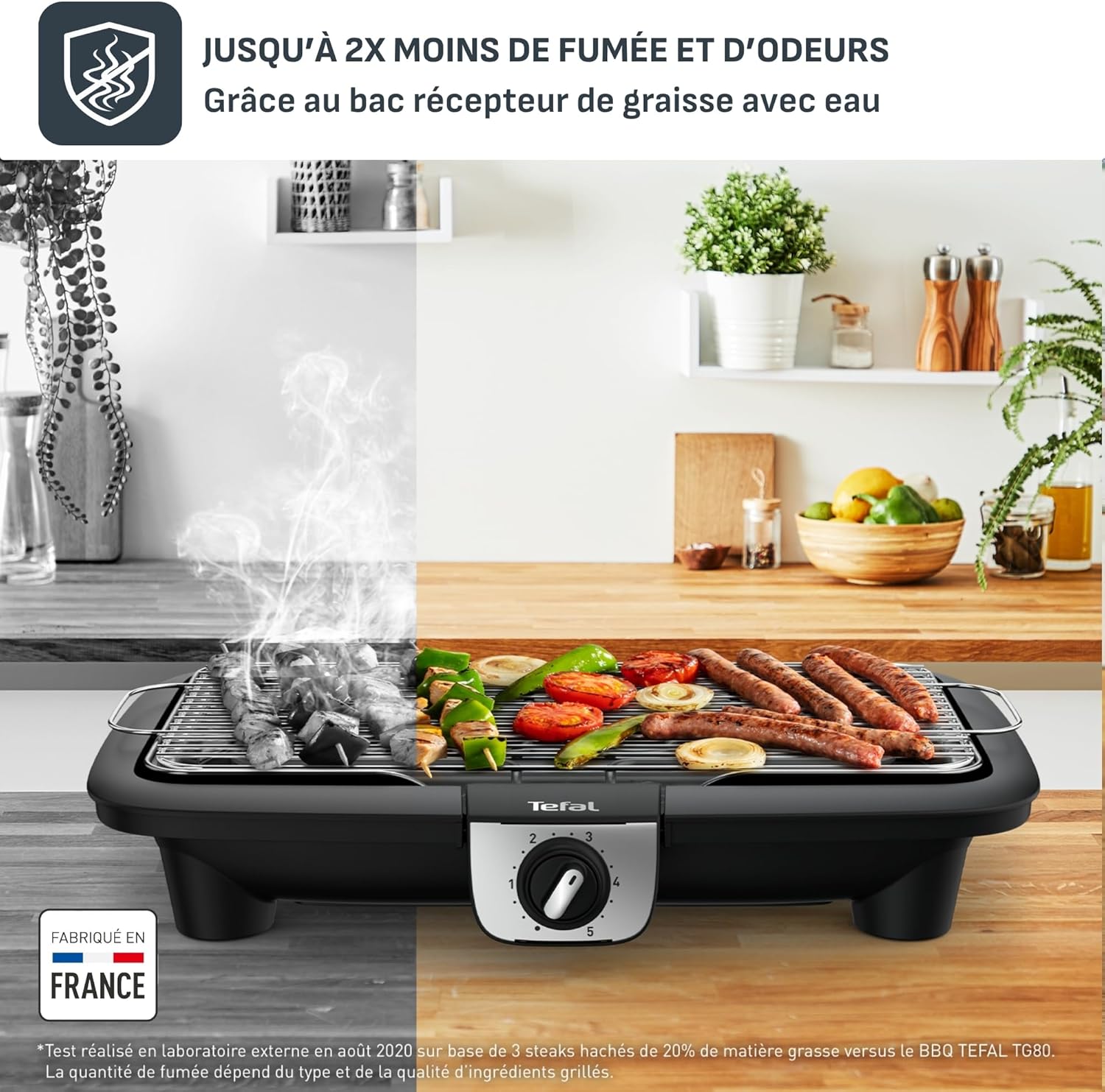 Tefal - Easy Grill 2en1 - plancha & barbecue, 2100W, plaque incluse - YY3818FB