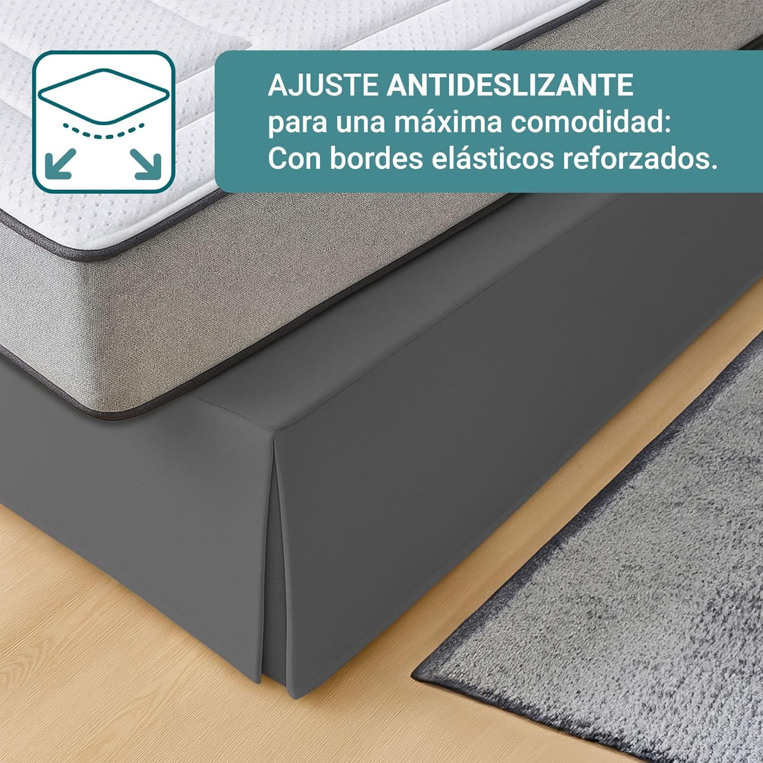 Housse de canapé - lit 160x190/200 cm - antidérapante, respirante, grise, fabrication Espagne