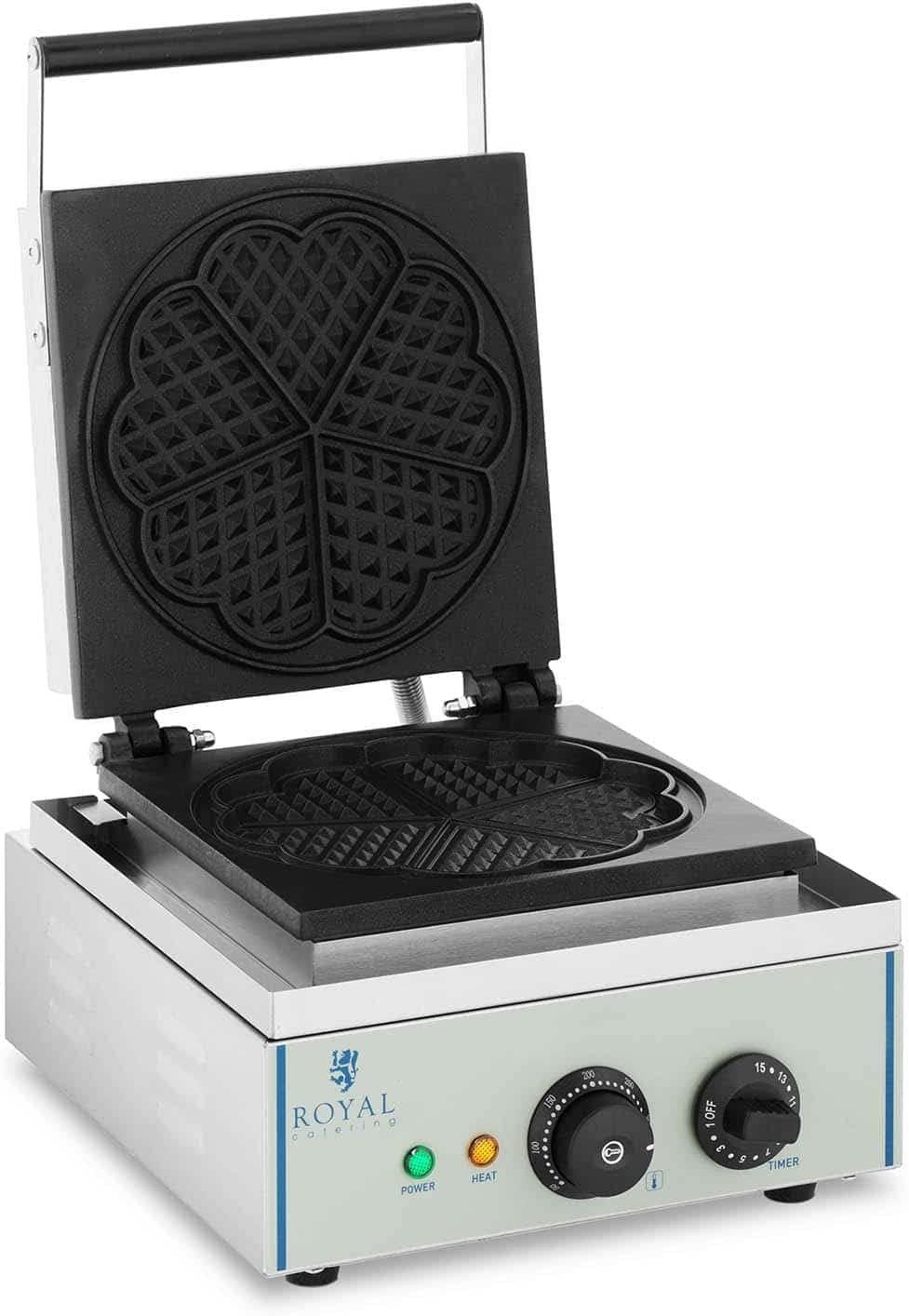 Royal Catering - Gaufrier RCWM-1500-H - 37x30,7x49,5 cm - 1500W, minuterie 15 min, plaque téflon, diamètre 21 cm